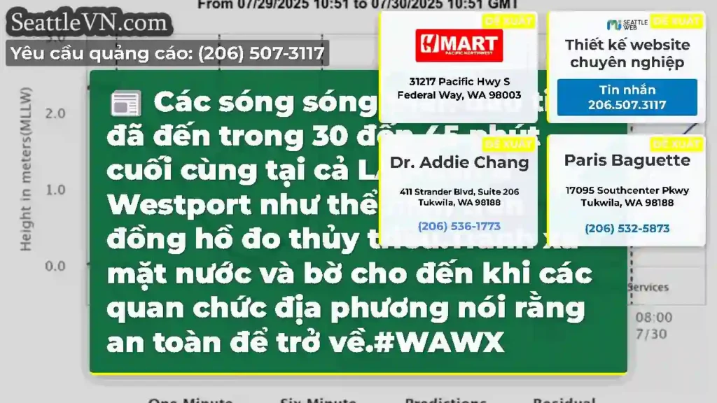 Các sóng sóng thần đầu tiên đã đến trong 30 đến