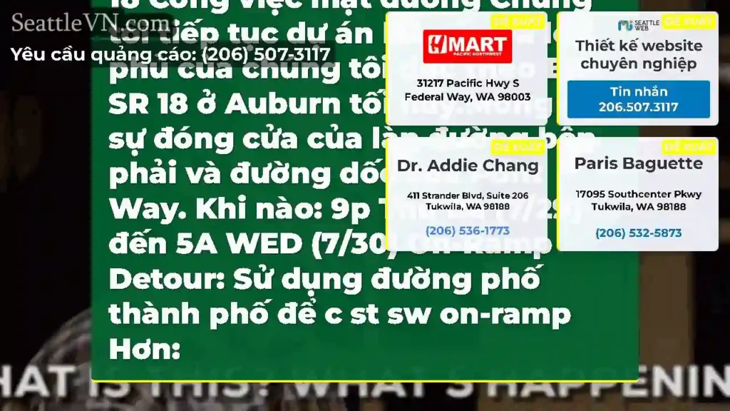 EB SR 18 Lane đóng cửa tối nay