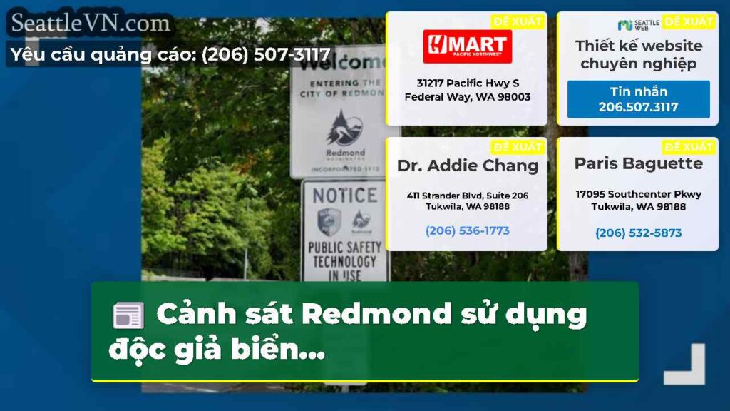 Cảnh sát Redmond sử dụng độc giả biển...