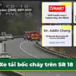 Xe tải bốc cháy trên SR 18