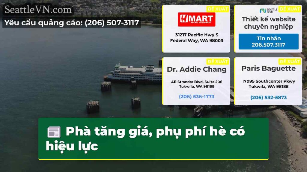 Phà tăng giá, phụ phí hè có hiệu lực