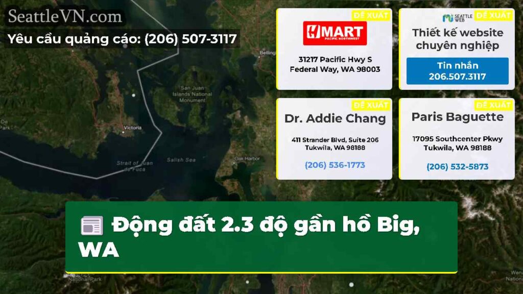 Động đất 2.3 độ gần hồ Big, WA