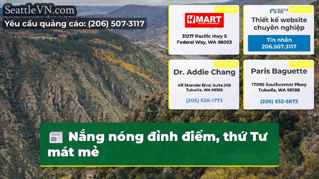 Nắng nóng đỉnh điểm, thứ Tư mát mẻ