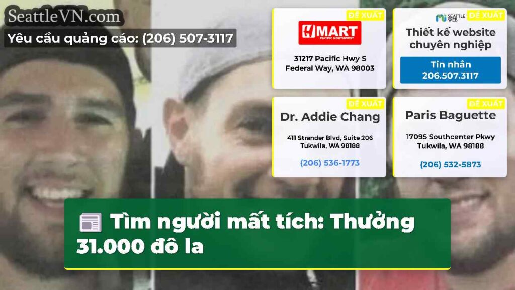 Tìm người mất tích: Thưởng 31.000 đô la