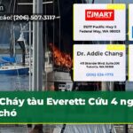 Cháy tàu Everett Cứu 4 người và chó