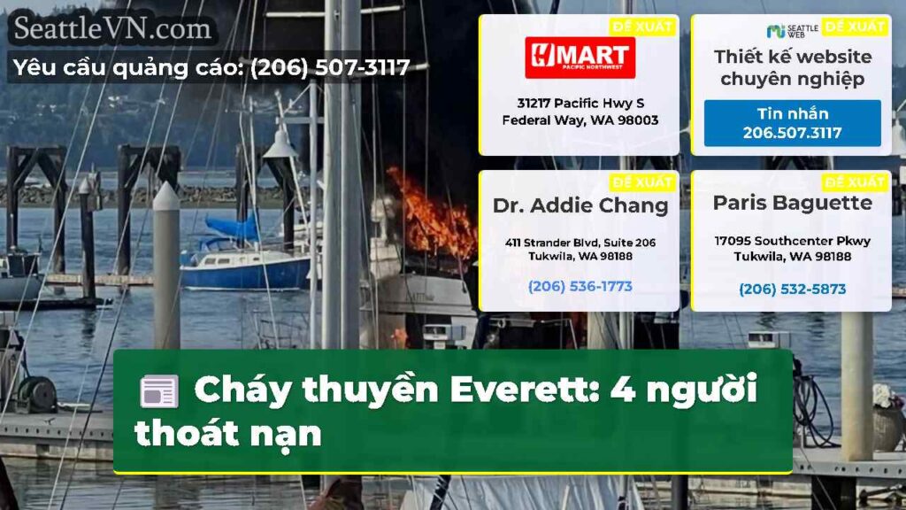 Cháy thuyền Everett: 4 người thoát nạn