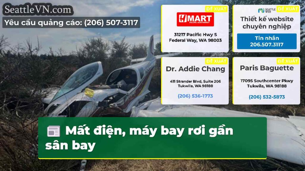 Mất điện, máy bay rơi gần sân bay
