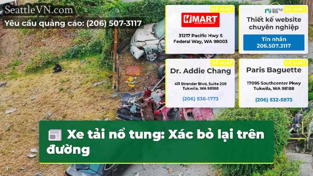 Xe tải nổ tung: Xác bỏ lại trên đường