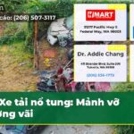 Xe tải nổ tung Mảnh vỡ vương vãi
