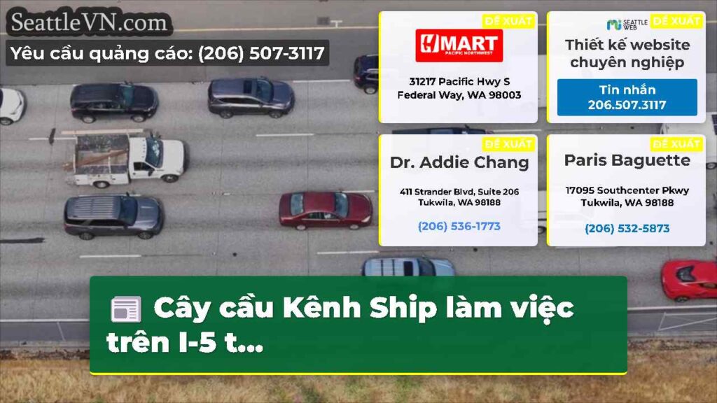 Cây cầu Kênh Ship làm việc trên I-5 t...