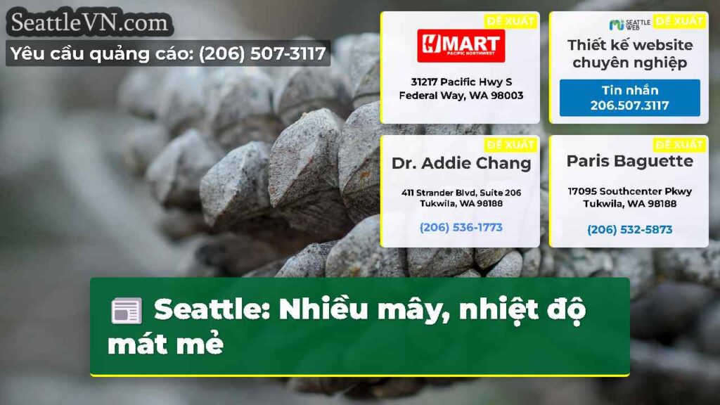 Seattle: Nhiều mây, nhiệt độ mát mẻ