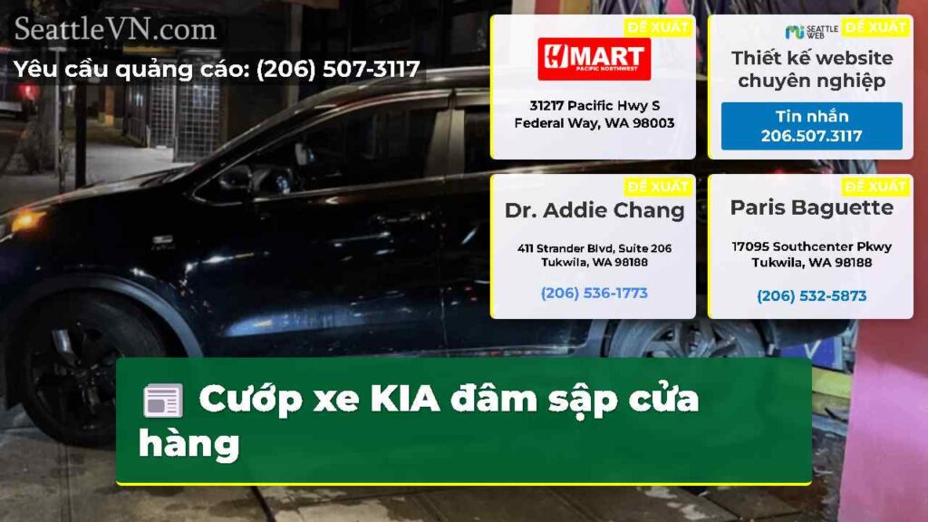 Cướp xe KIA đâm sập cửa hàng
