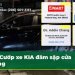 Cướp xe KIA đâm sập cửa hàng
