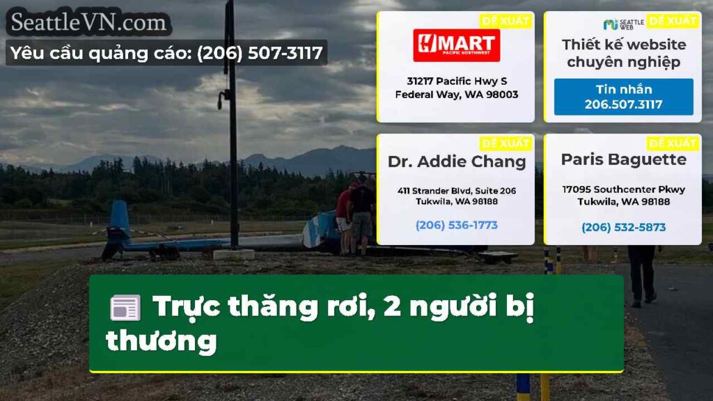 Trực thăng rơi, 2 người bị thương