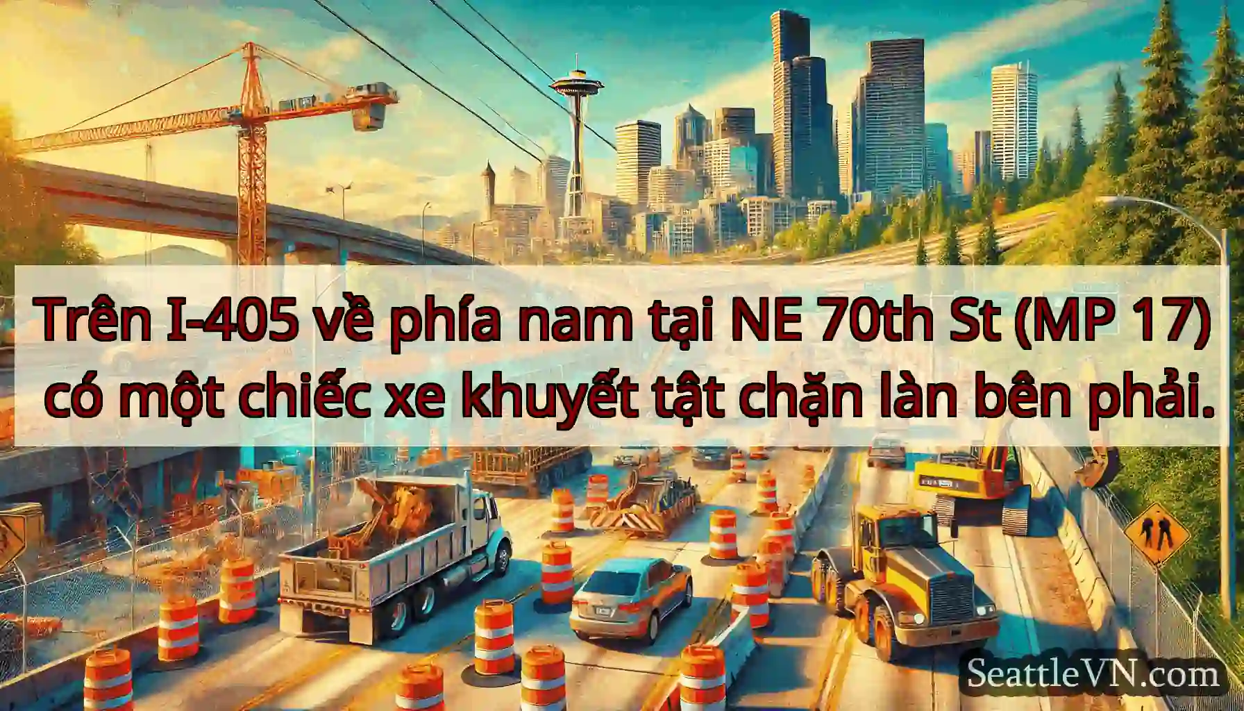 Trên I-405 về phía nam tại NE 70th St (MP 17) có