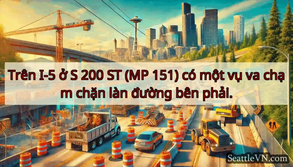 Trên I-5 ở S 200 ST (MP 151) có một vụ va chạm