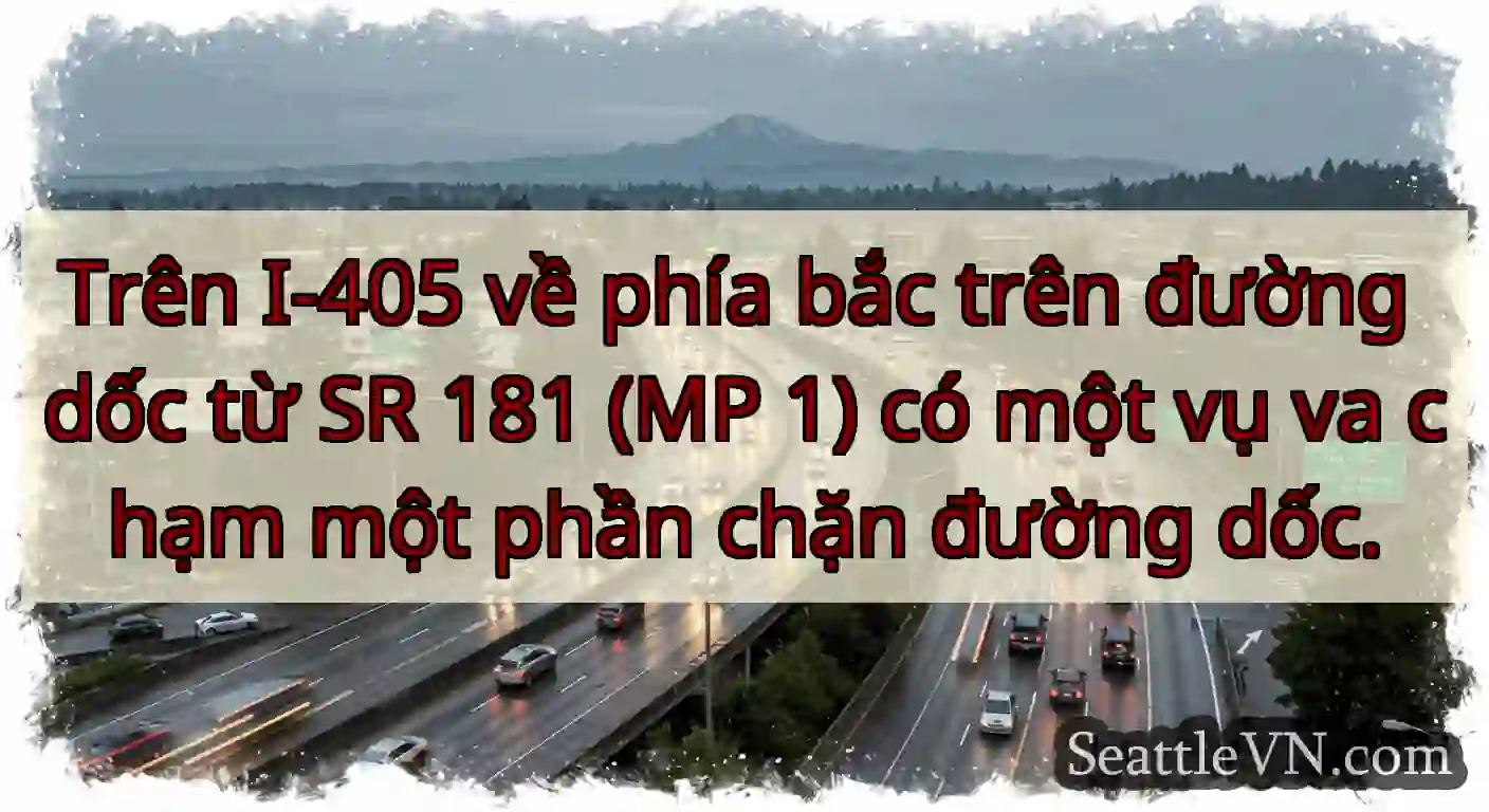 Trên I-405 về phía bắc trên đường dốc từ SR 181