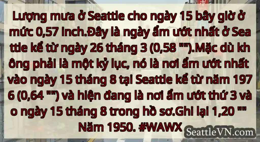 Lượng mưa ở Seattle cho ngày 15 bây giờ ở mức