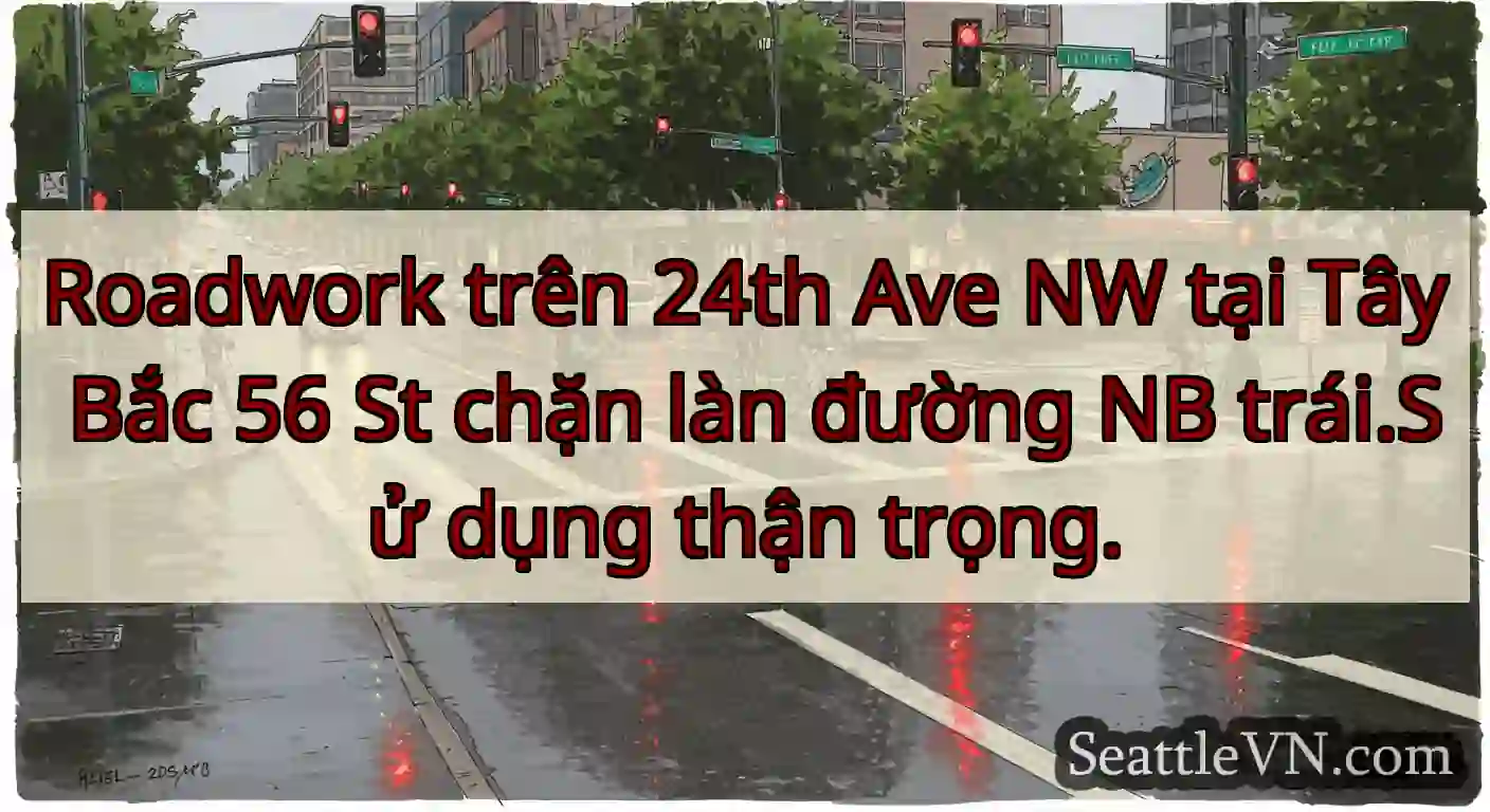 Roadwork trên 24th Ave NW tại Tây Bắc 56 St chặn