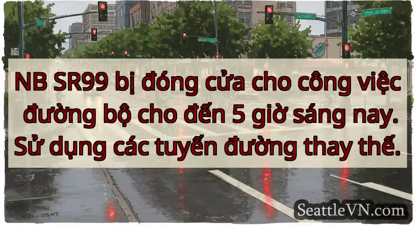 NB SR99 bị đóng cửa cho công việc đường bộ cho