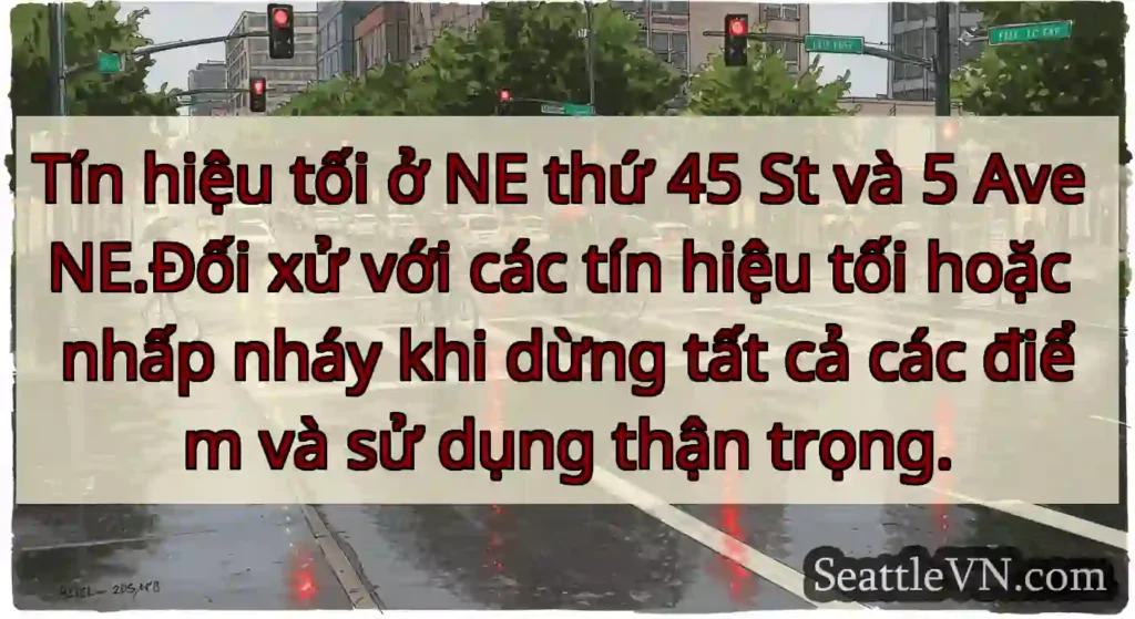 Tín hiệu tối ở NE thứ 45 St và 5 Ave NE.Đối xử