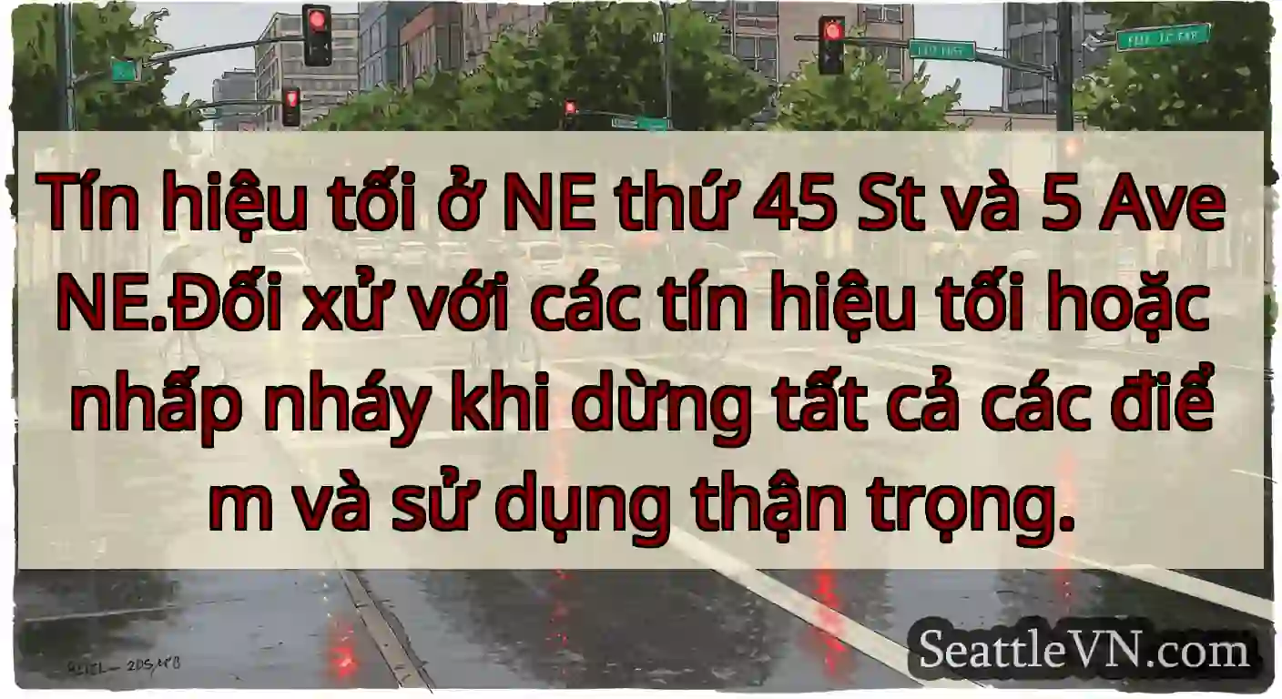Tín hiệu tối ở NE thứ 45 St và 5 Ave NE.Đối xử