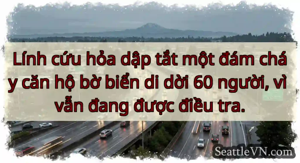 Lính cứu hỏa dập tắt một đám cháy căn hộ bờ biển