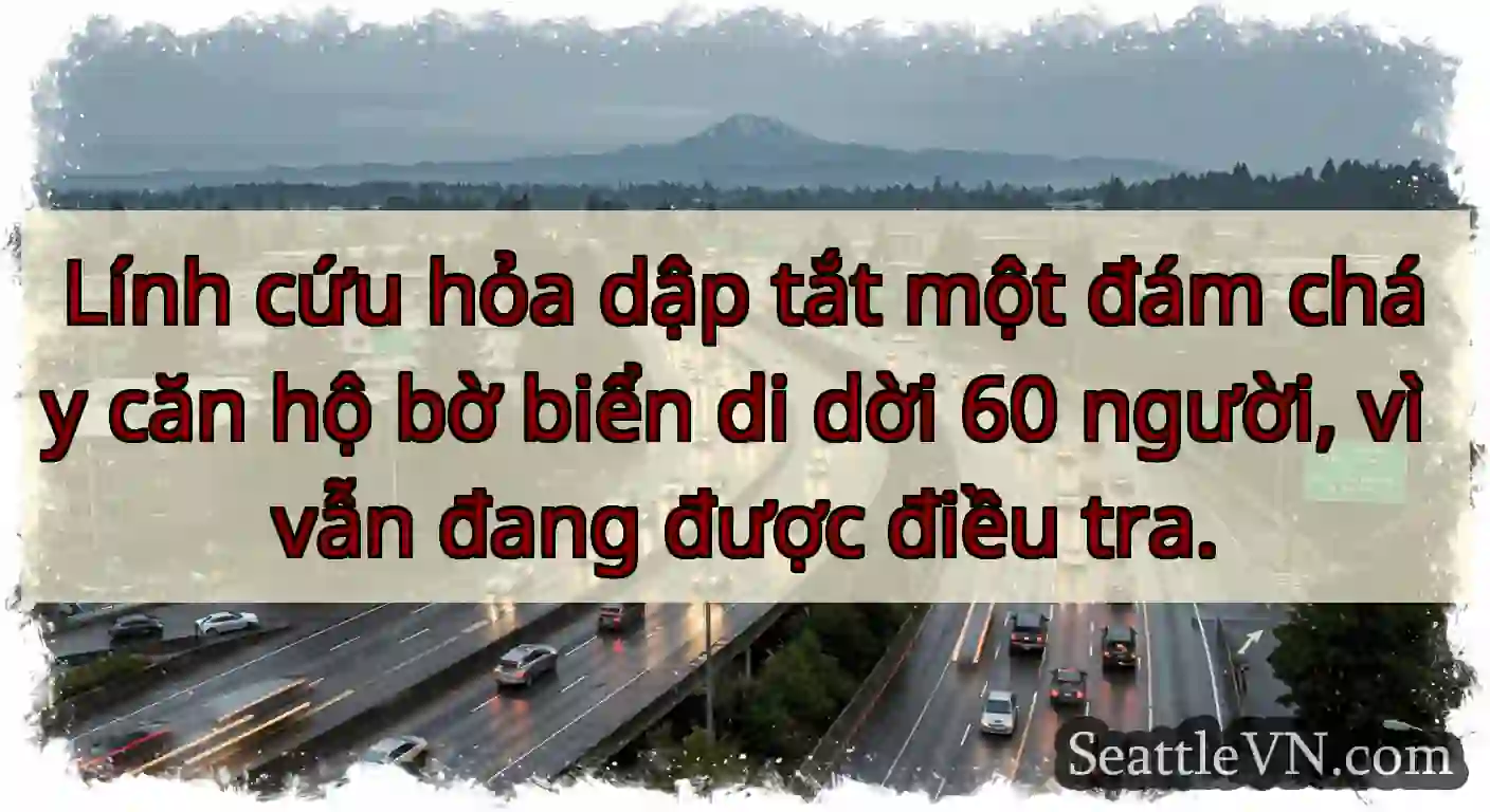 Lính cứu hỏa dập tắt một đám cháy căn hộ bờ biển