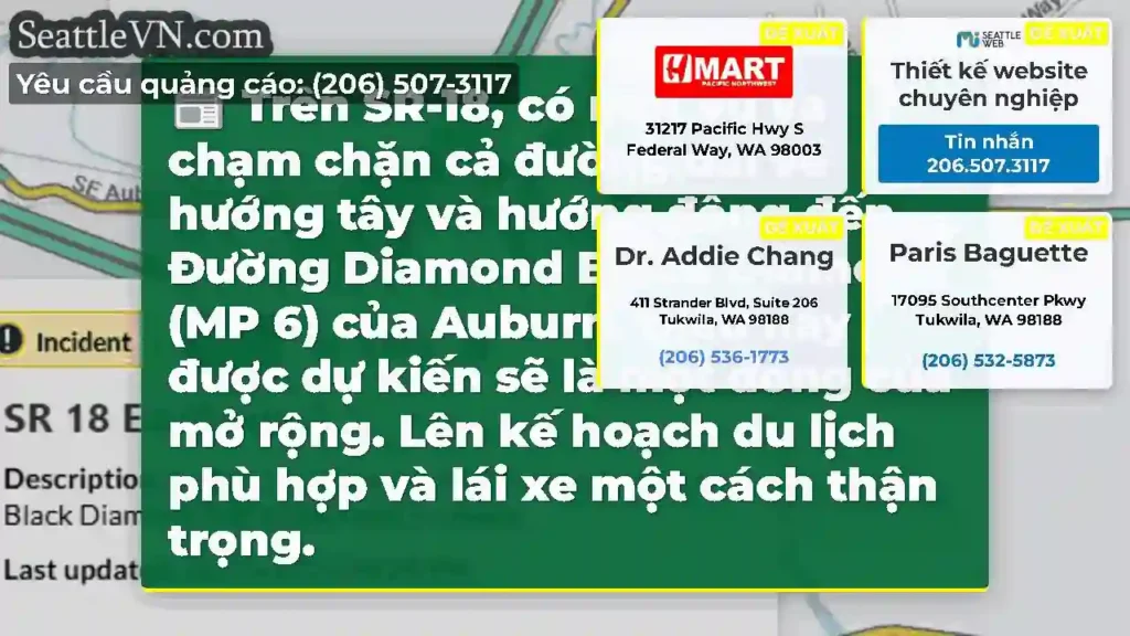 Trên SR-18, có một vụ va chạm chặn cả đường dài