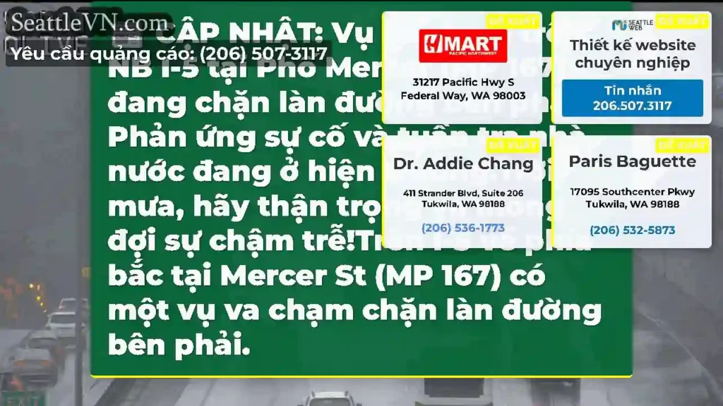 CẬP NHẬT: Vụ va chạm trên NB I-5 tại Phố Mercer