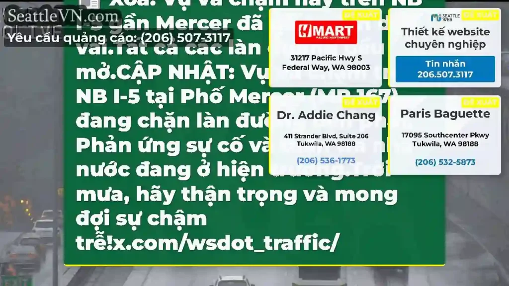 Xóa: Vụ va chạm này trên NB I-5 gần Mercer đã