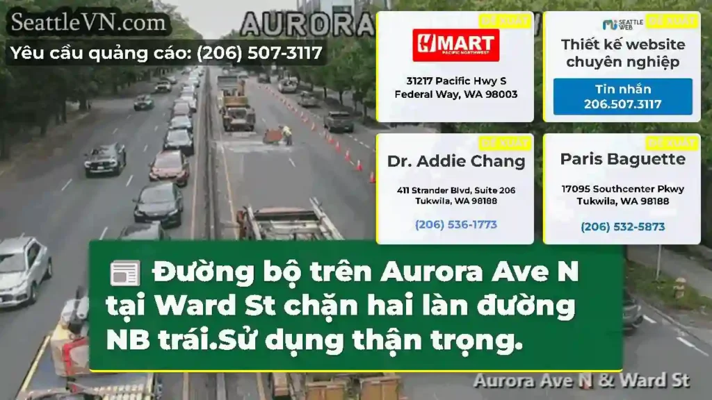 Đường bộ trên Aurora Ave N tại Ward St chặn hai