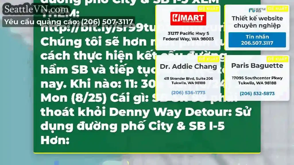 SB SR 99 Đóng cửa đường hầm tối nay