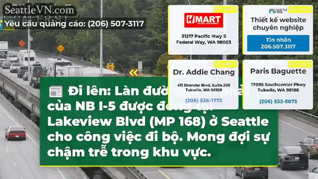 Đi lên: Làn đường bên phải của NB I-5 được đóng