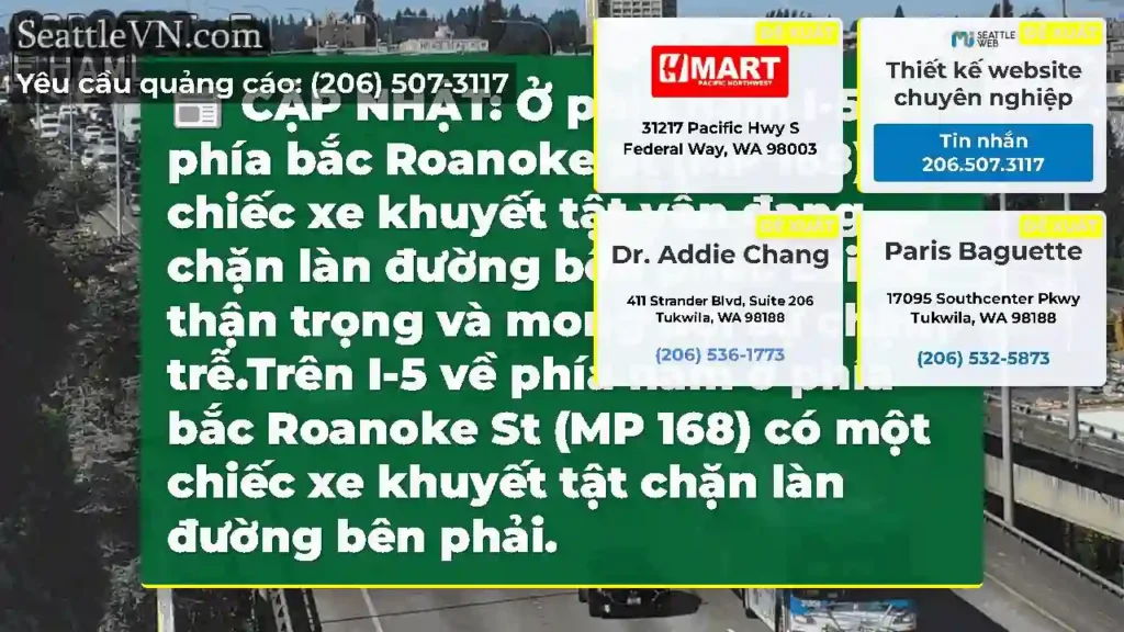 CẬP NHẬT: Ở phía nam I-5 ở phía bắc Roanoke St