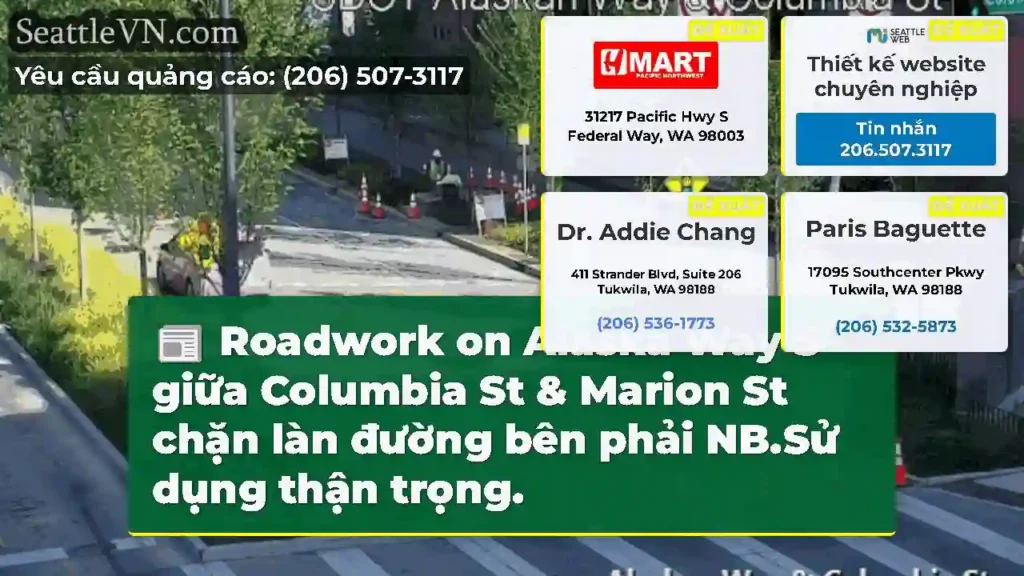 Roadwork on Alaska Way S giữa Columbia St &