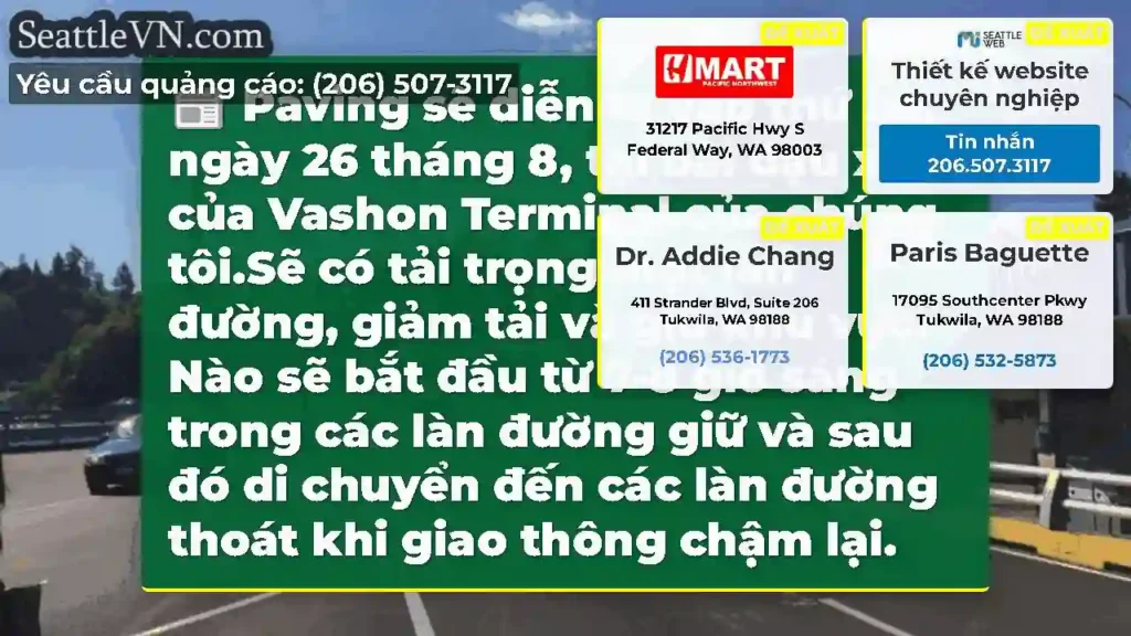 Paving sẽ diễn ra vào thứ ba, ngày 26 tháng 8,