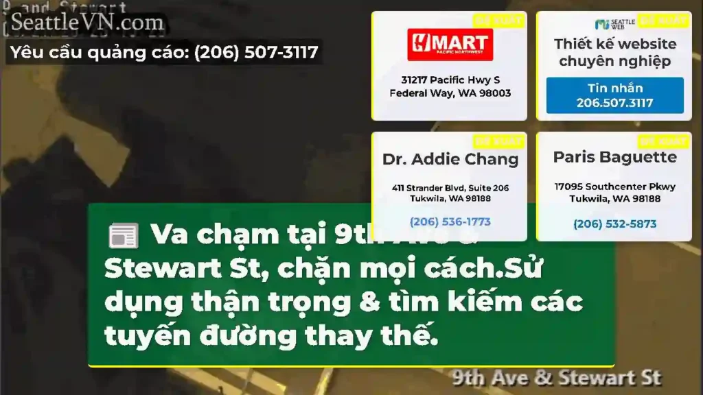 Va chạm tại 9th Ave & Stewart St, chặn mọi