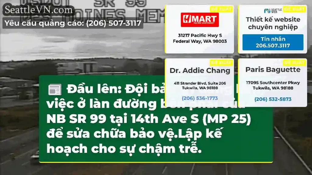 Đầu lên: Đội bảo trì đang làm việc ở làn đường