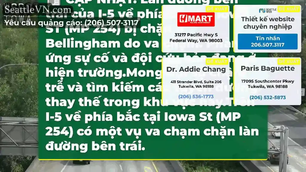 CẬP NHẬT: Làn đường bên trái của I-5 về phía bắc