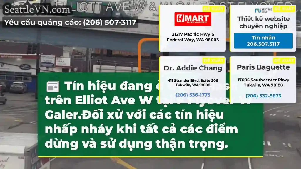 Tín hiệu đang ở trong flash trên Elliot Ave W tại