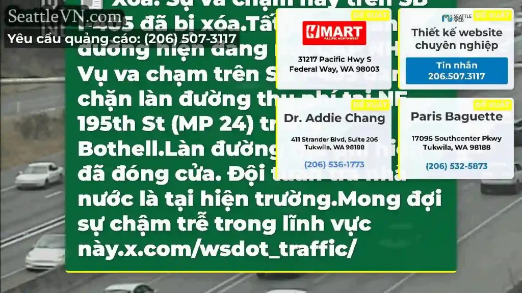 Xóa: Sự va chạm này trên SB I-405 đã bị xóa.Tất