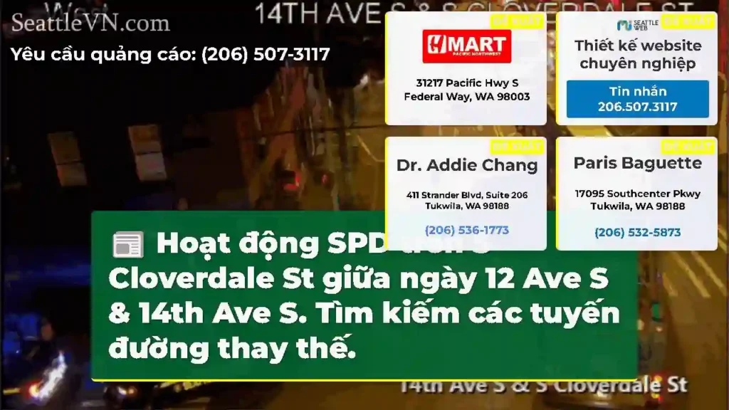 Hoạt động SPD trên S Cloverdale St giữa ngày 12