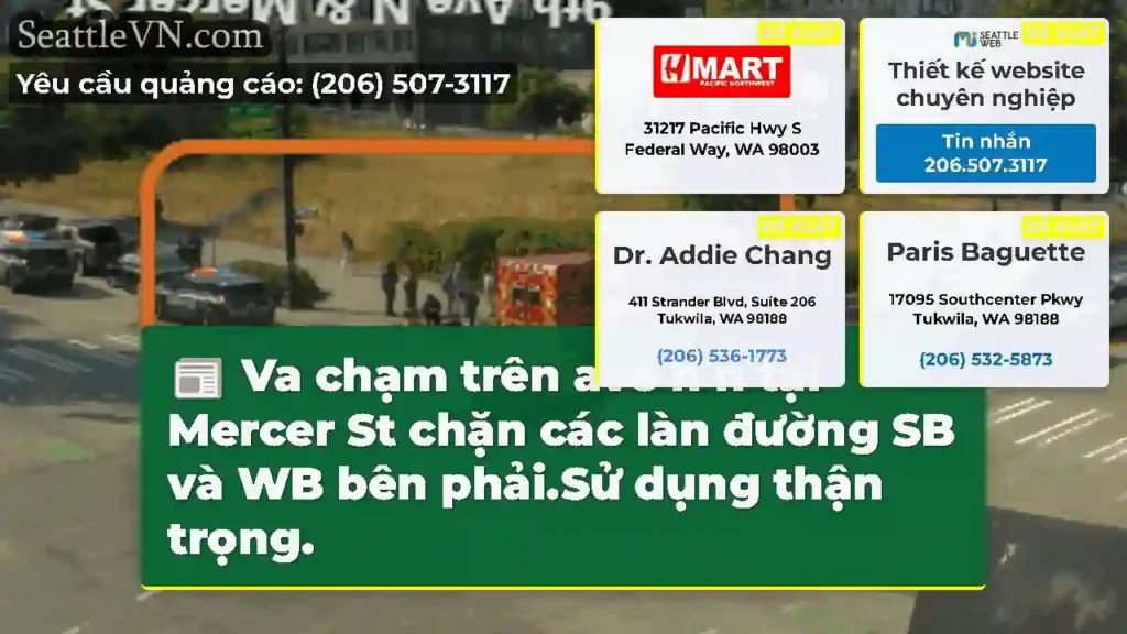 Va chạm trên ave n n tại Mercer St chặn các làn