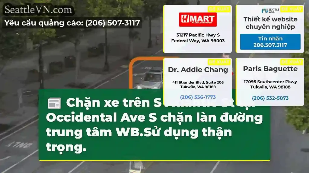 Chặn xe trên S Atlantic St tại Occidental Ave S