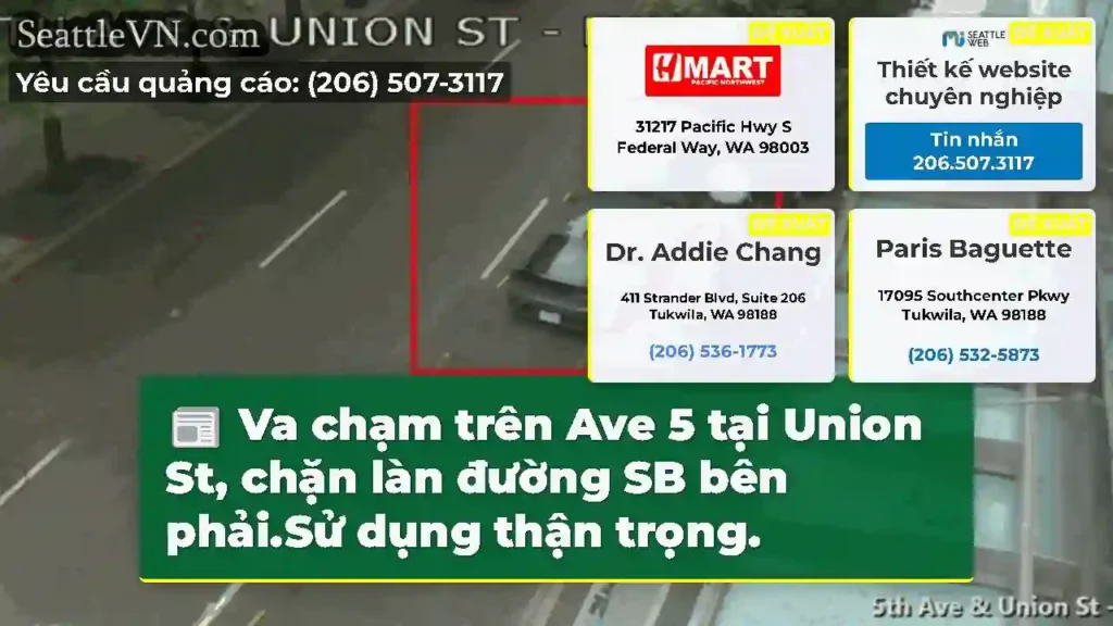 Va chạm trên Ave 5 tại Union St, chặn làn đường