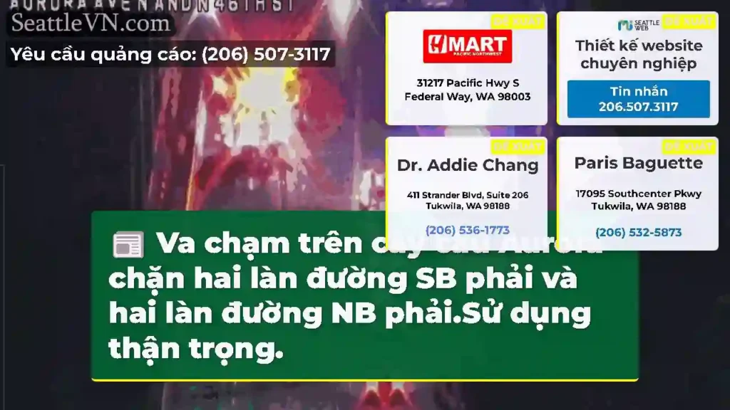 Va chạm trên cây cầu Aurora chặn hai làn đường SB