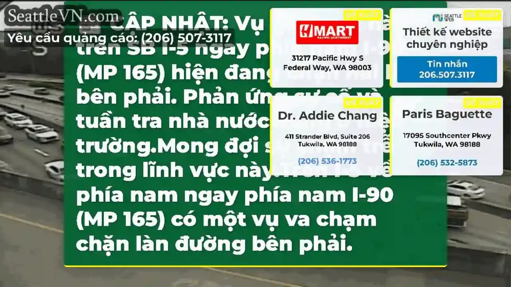 CẬP NHẬT: Vụ va chạm này trên SB I-5 ngay phía