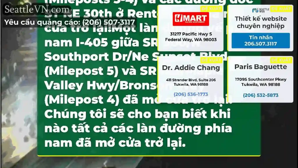 Rõ ràng/tất cả mở: Tất cả các làn đường của I-405