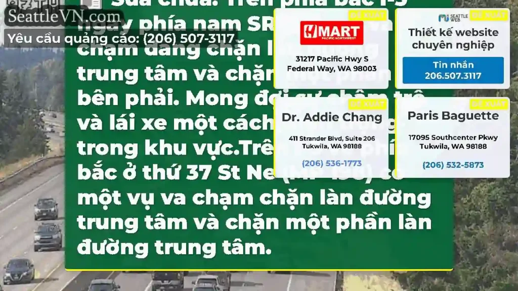 Sửa chữa: Trên phía bắc I-5 ngay phía nam SR-529,